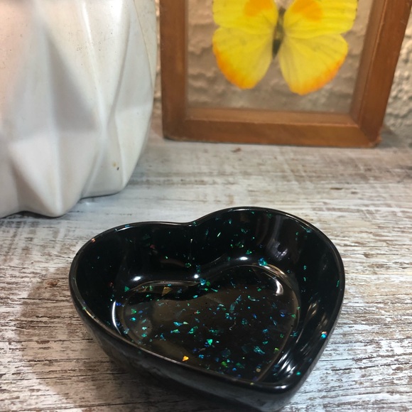 Black & Rainbow Glitter Heart Or Square Ring Dish - Picture 16 of 17